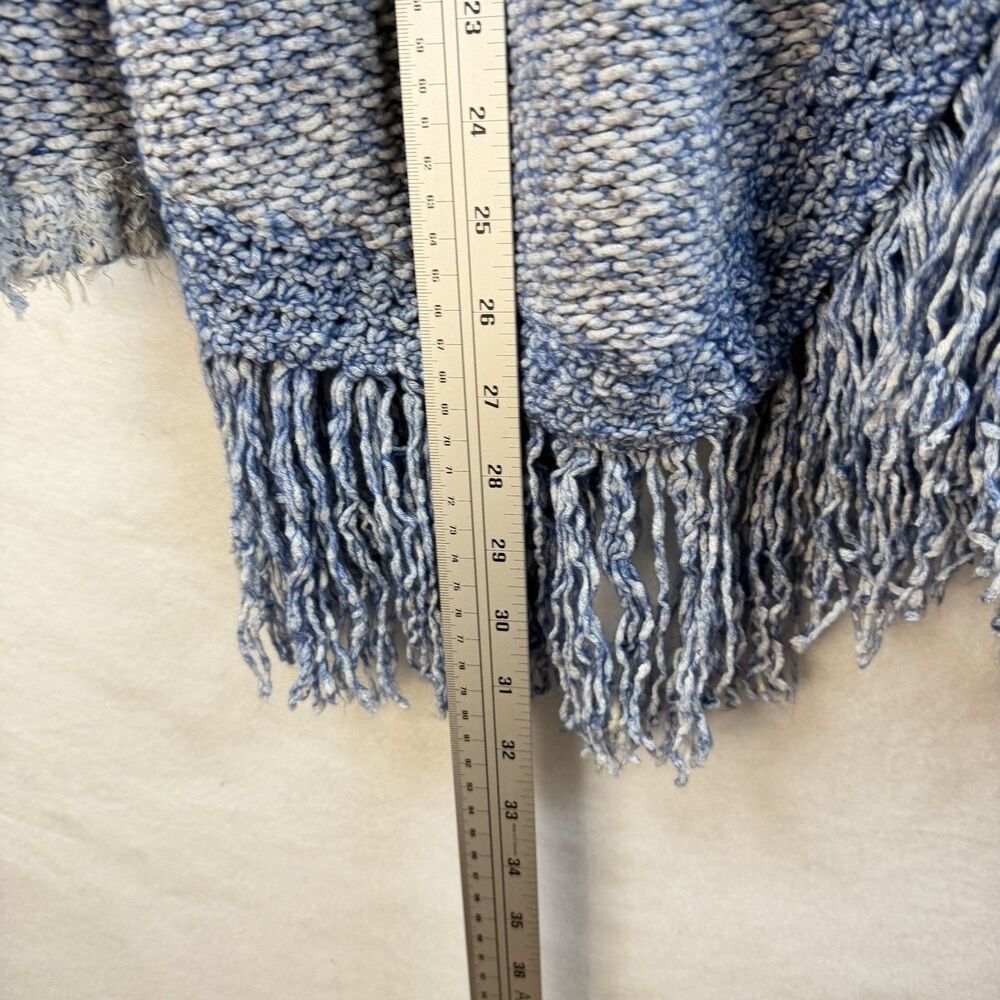 Lucky Brand Open Sweater Blue Striped Knit Fringe Western Mixed Media Artsy Sz S - Picture 10 of 11